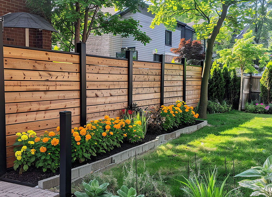 Clôture en bois et aluminium